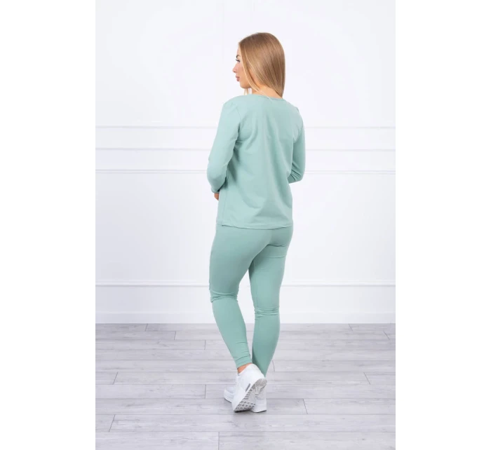 Sada s knoflíkovým výstřihem tmavě mátová Sada s knoflíkovým výstřihem tmavě mátová