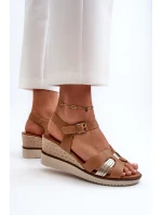 Dámské sandály na klínku s hnědé model 21658024 - EVENTO