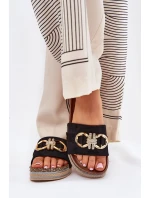 Dámské Pantofle Na Platformě S A Zlatou Dekorací Černé model 21689964 - Boto