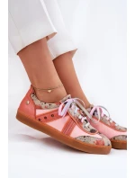 Skórzane Sneakersy Damskie Maciejka 06840-18 Pomarańczowe