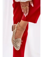 Ażurowe Baleriny Z Odkrytą Piętą Złote Navinnia Ażurowe Baleriny Z Odkrytą Piętą Złote Navinnia