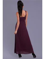 Dámské společenské šaty EVA model 15089591 s krajkou a kamínky dlouhé tmavě modrá - EVA&LOLA