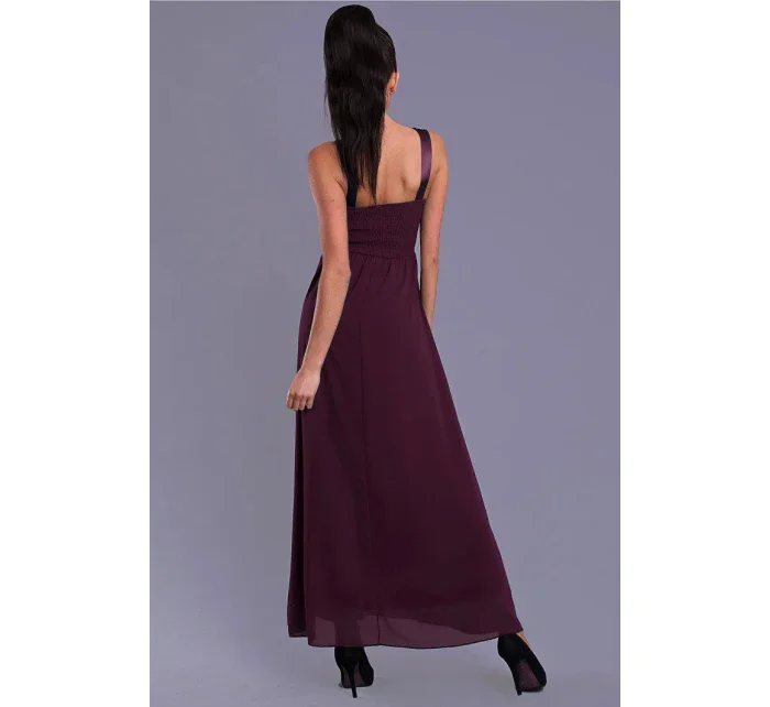 Dámské společenské šaty EVA model 15089591 s krajkou a kamínky dlouhé tmavě modrá - EVA&LOLA