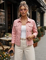 Dámska ružová džínsová bunda TY5597 ružová - FashionStreet