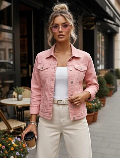 Dámska ružová džínsová bunda TY5597 ružová - FashionStreet