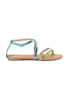 Pohodlné dámske sandále zelené bez podpätku