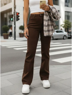 Dámske hnedé džínsy s vysokým pásom FashionStreet UY2910