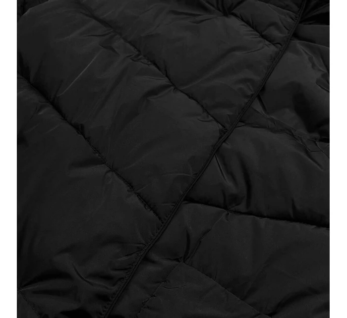 Dámska dlhá zimná bunda čierna (2m-033)