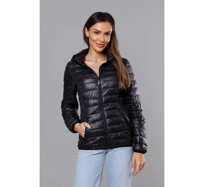 Černá dámská prošívaná bunda pro přechodné období model 17987609 - J.STYLE Černá dámská prošívaná bunda pro přechodné období model 17987609 - J.STYLE