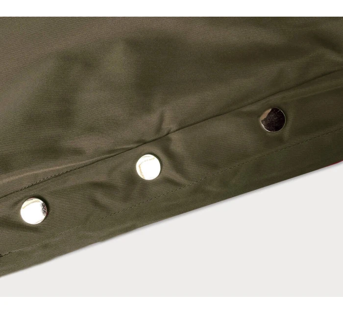 Dámska bunda parka v army farbe s kožušinovou podšívkou (5M3180-136) Dámska bunda parka v army farbe s kožušinovou podšívkou (5M3180-136)