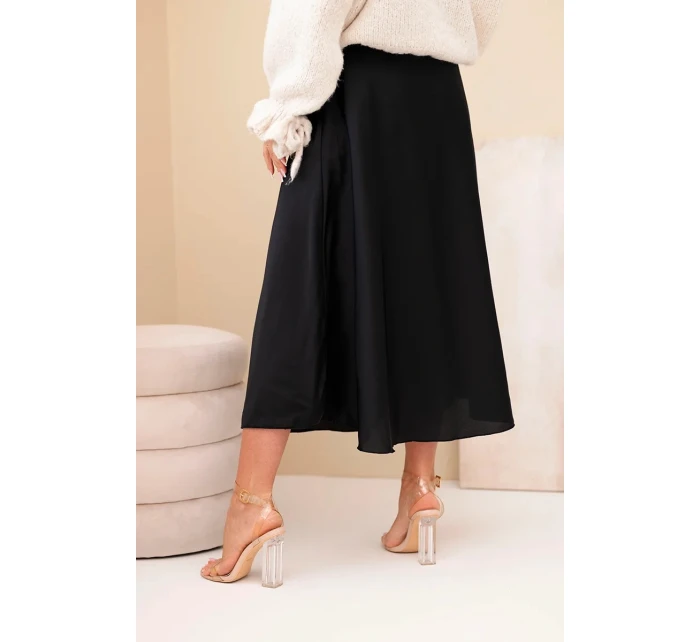 Dámska viskózna rozšírená sukňa čierna