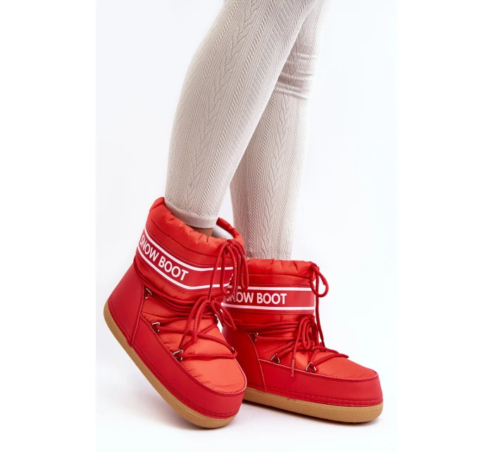 Damskie Wiązane Śniegowce Czerwone Soia