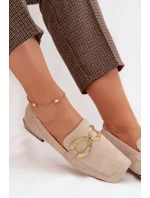Dámské mokasíny z pravé kůže se zlatým detailem D&A Béžové model 22031885 - S.Barski
