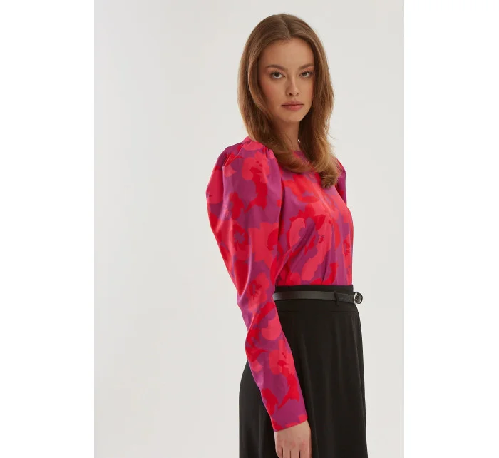 Halenka s růžovými květy červená - Monnari