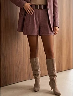 Dámské kalhoty s kostkovaným vzorem a bordovým páskem FashionStreet SY0598 Dámské kalhoty s kostkovaným vzorem a bordovým páskem FashionStreet SY0598