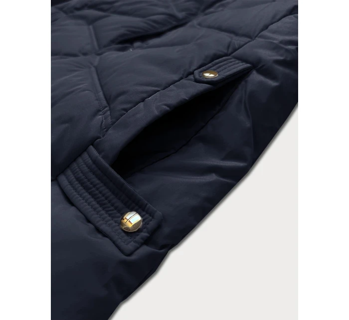 Dámska zimná bunda s odnímateľnou kapucňou LHD tmavomodrá (LHD-24577)