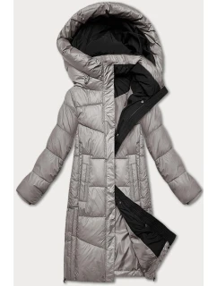 Šedá dámska zimná bunda s kontrastnou podšívkou Glakate (LU-238152#)