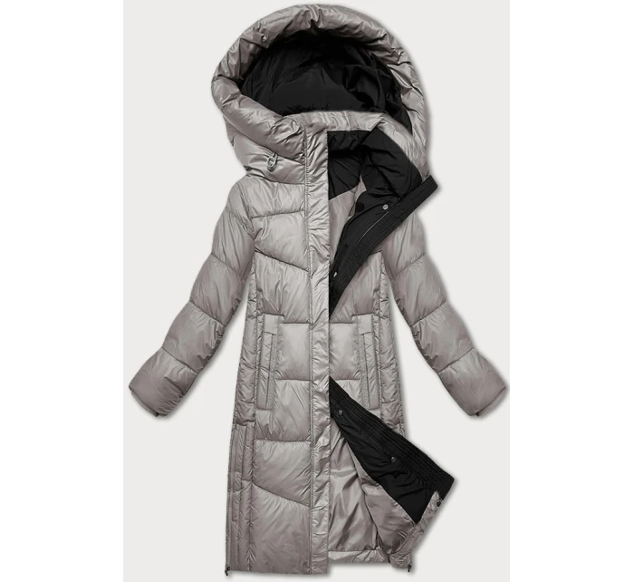 Šedá dámská zimní bunda s kontrastní podšívkou model 21248812 - Glakate
