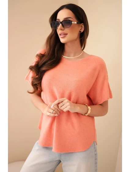 Dámsky sveter s krátkym rukávom marhuľová