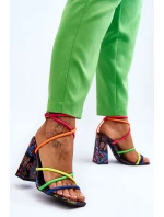 Modne Sandały Na Obcasie Multikolor Josette Modne Sandały Na Obcasie Multikolor Josette