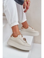 Dámské Kožené Tenisky model 21683829 Světle Béžové - CheBello