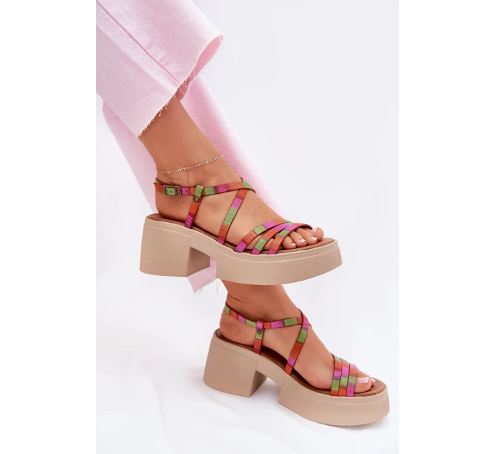 Skórzane Sandały Damskie Maciejka 06990-39 Multikolor