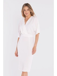 model 22152304 Midi šaty se zavinovacím střihem ecru barva - STYLOVE