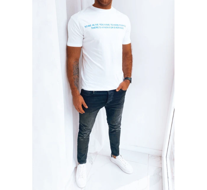 Pánské bílé tričko s potiskem Dstreet model 21968813 - FashionStreet