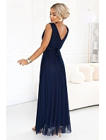 dlouhé maxi šaty s a kulatým výstřihem – tmavě modré model 22275586 - numoco basic dlouhé maxi šaty s a kulatým výstřihem – tmavě modré model 22275586 - numoco basic