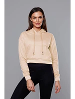 Krátká tepláková mikina v krémové barvě s kapucí model 18378823 - J.STYLE Krátká tepláková mikina v krémové barvě s kapucí model 18378823 - J.STYLE