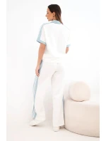 Dámska súprava s polokošeľou a širokými nohavicami tmavá mentolová