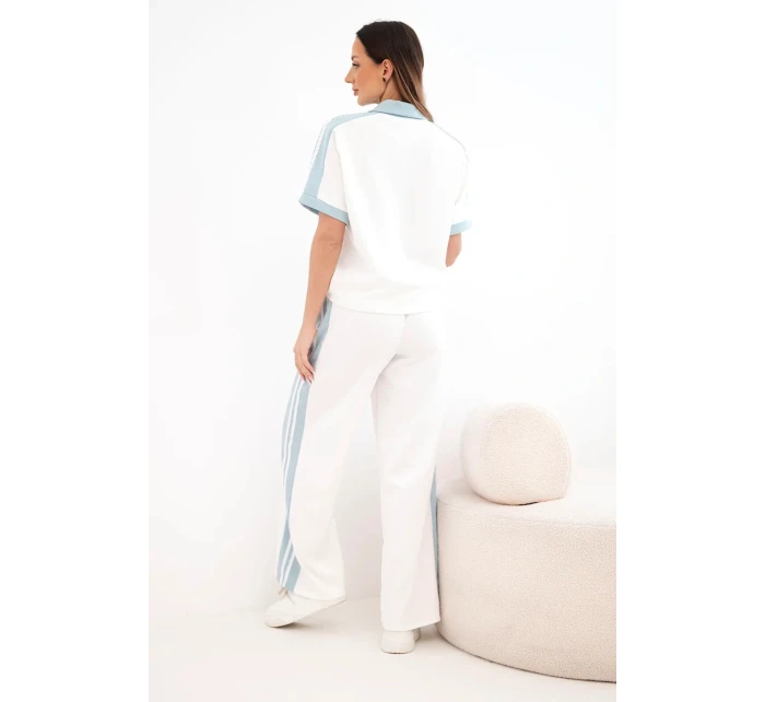 Dámska súprava s polokošeľou a širokými nohavicami tmavá mentolová