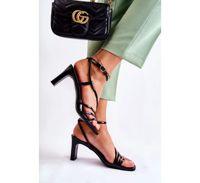 Klasyczne Lakierowane Sandały Na Obcasie Czarne Milani Klasyczne Lakierowane Sandały Na Obcasie Czarne Milani