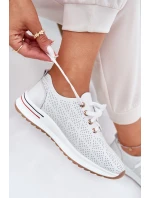 Skórzane Lekkie Półbuty Damskie Artiker 54C1758 Białe