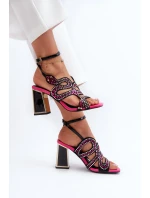 Dámske zdobené sandále na vysokom podpätku D&A Black Dámske zdobené sandále na vysokom podpätku D&A Black