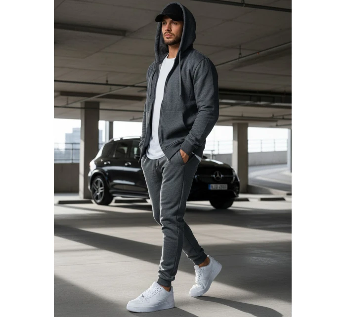 Pánska mikina na zips antracitová BX2196