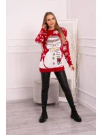 Vianočný sveter so snehuliakom červený