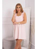 Šaty s volánikmi na bokoch púdrovo ružové