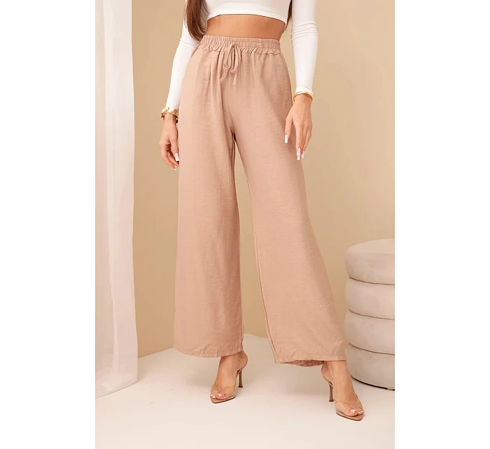Viskózové kalhoty se širokými nohavicemi velbloud Viskózové kalhoty se širokými nohavicemi velbloud
