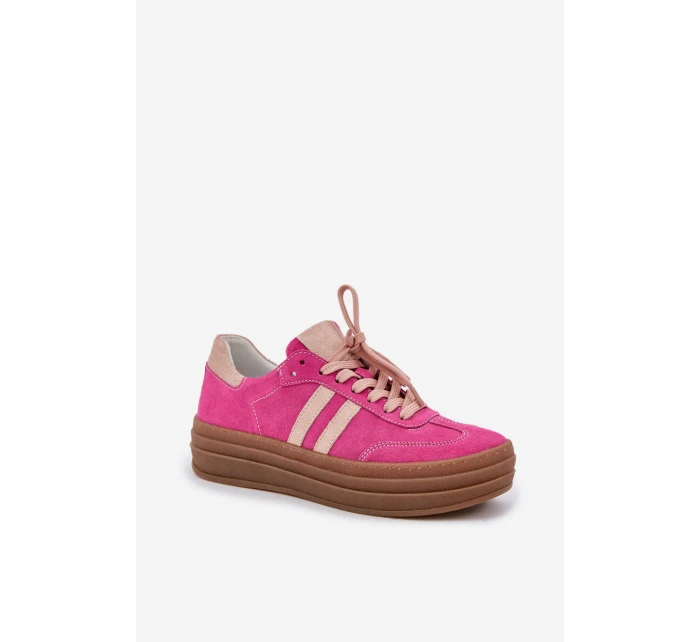 Zazoo N1068S4 Damskie Zamszowe Sneakersy Na Platformie Fuksja