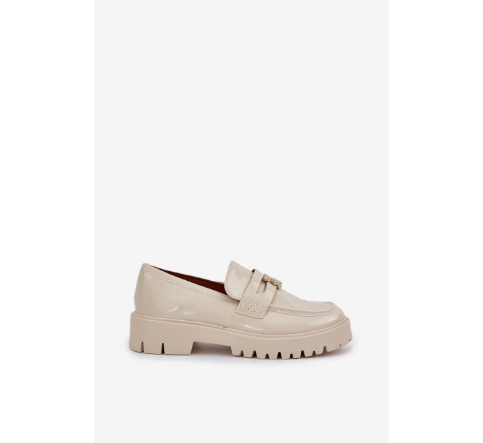 Lakierowane Mokasyny Damskie Z Przypinką Miś Beżowe Wulinea Lakierowane Mokasyny Damskie Z Przypinką Miś Beżowe Wulinea