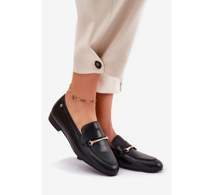 Kožené Polobotky Mokasiny Dámské model 21694755 Černé - Maciejka