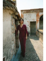 Kombinéza s rukávy bordó model 21319117 - STYLOVE