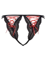 Zvodné tangá V-8305 čierna/červená - Axami