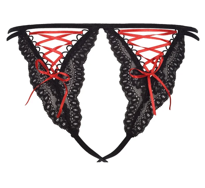 Zvodné tangá V-8305 čierna/červená - Axami