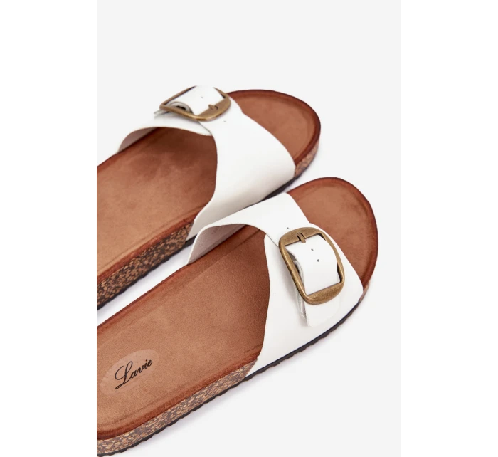 Dámske papuče na korkovej platforme s prackou - biele Dámske papuče na korkovej platforme s prackou - biele