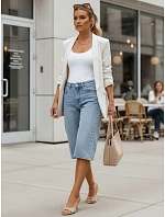 Bermudy damskie jeansowe z wysokim stanem niebieskie model 22152736 - FashionStreet