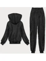 Teplý čierny teplákový dámsky komplet (YP-1104)
