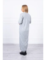 Sveter dlhý sveter viazaný v páse šedý