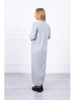 Sveter dlhý sveter viazaný v páse šedý